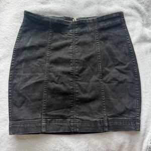 Free People Black Panelled Denim Mini Skirt